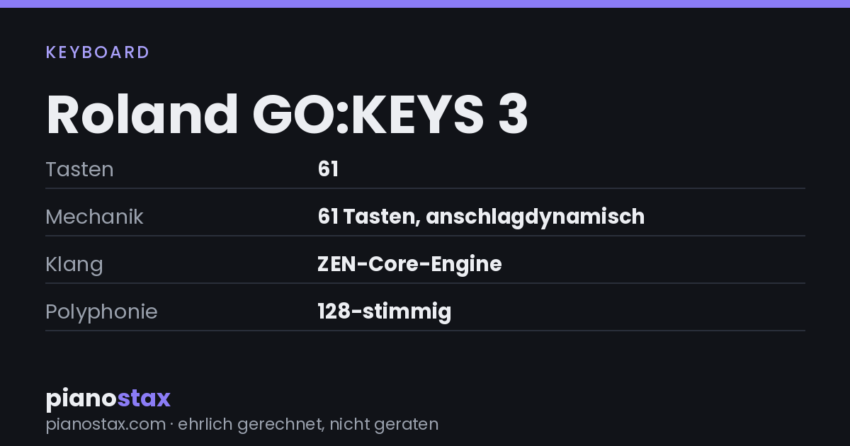 Roland GO:KEYS 3 – technische Daten im Überblick