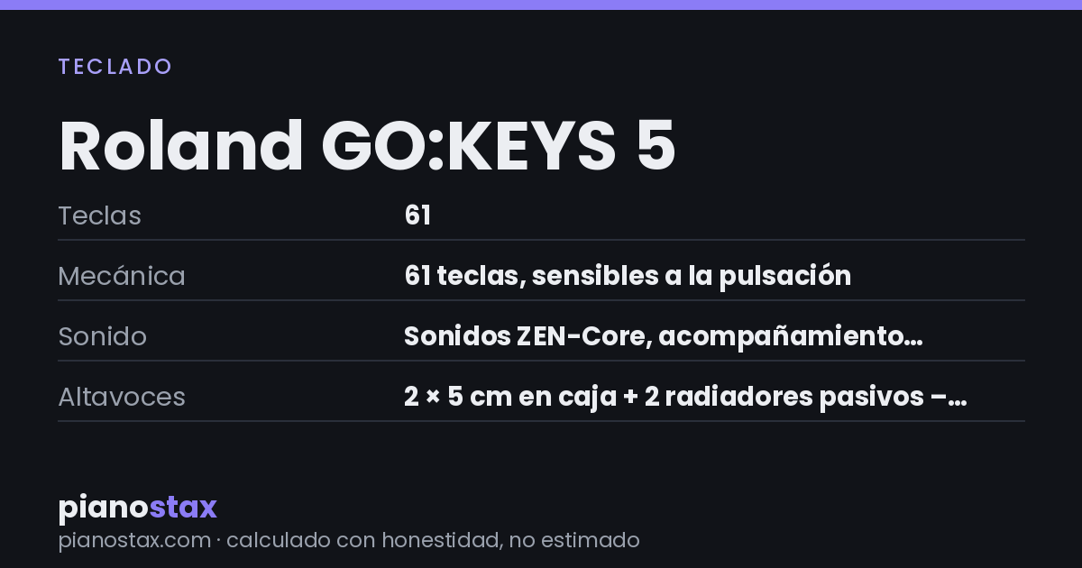 Roland GO:KEYS 5 – datos técnicos de un vistazo