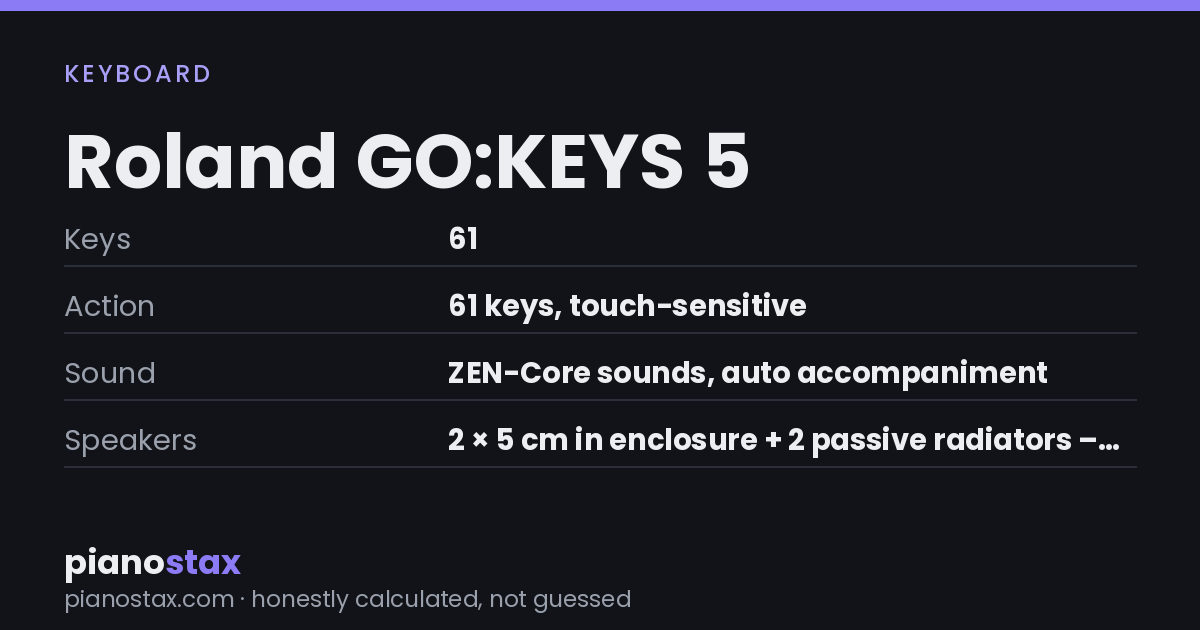 Roland GO:KEYS 5 – key specs at a glance