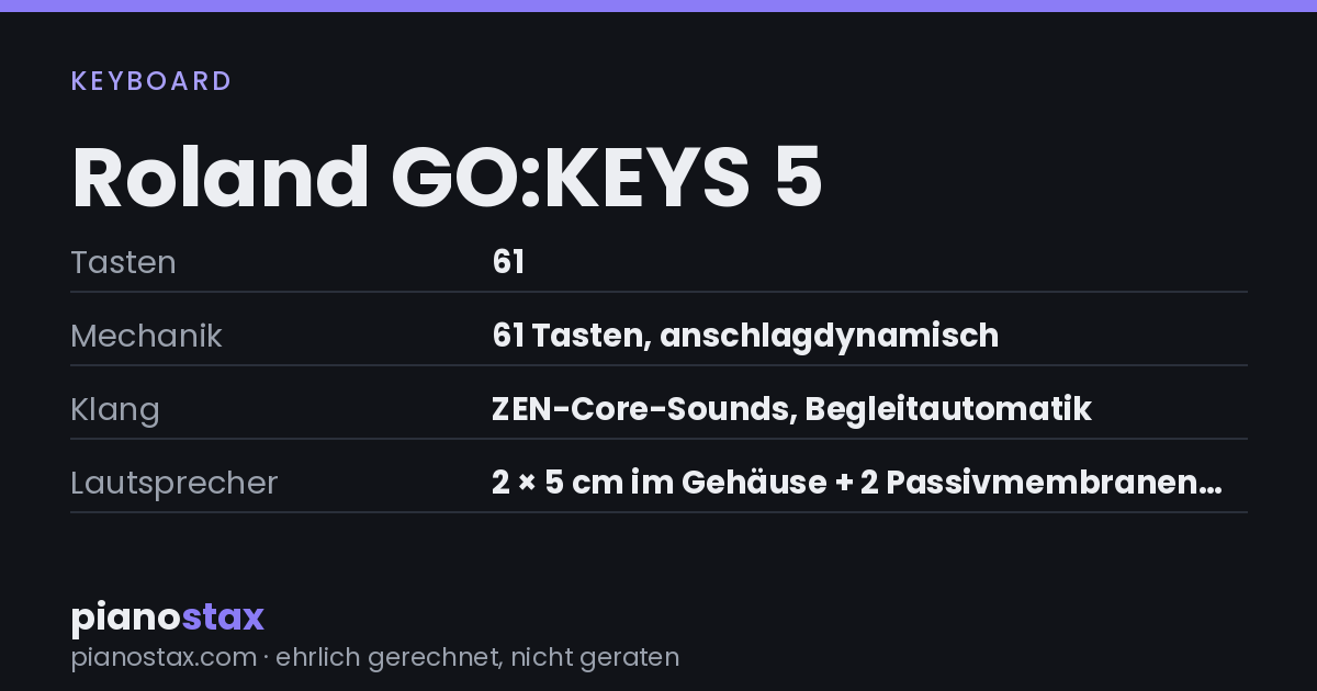 Roland GO:KEYS 5 – technische Daten im Überblick
