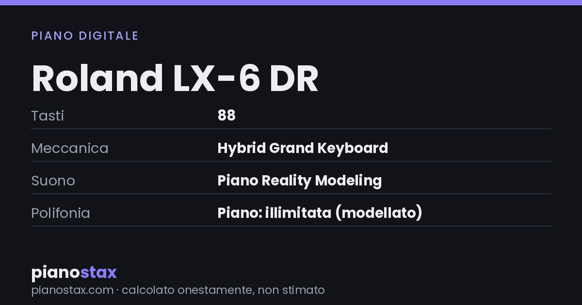 Roland LX-6 DR – dati tecnici in sintesi
