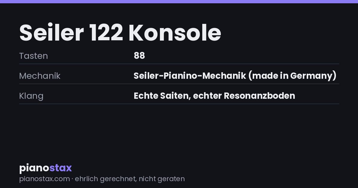 Seiler 122 Konsole – technische Daten im Überblick
