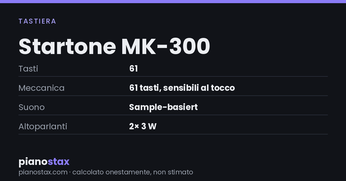 Startone MK-300 – dati tecnici in sintesi
