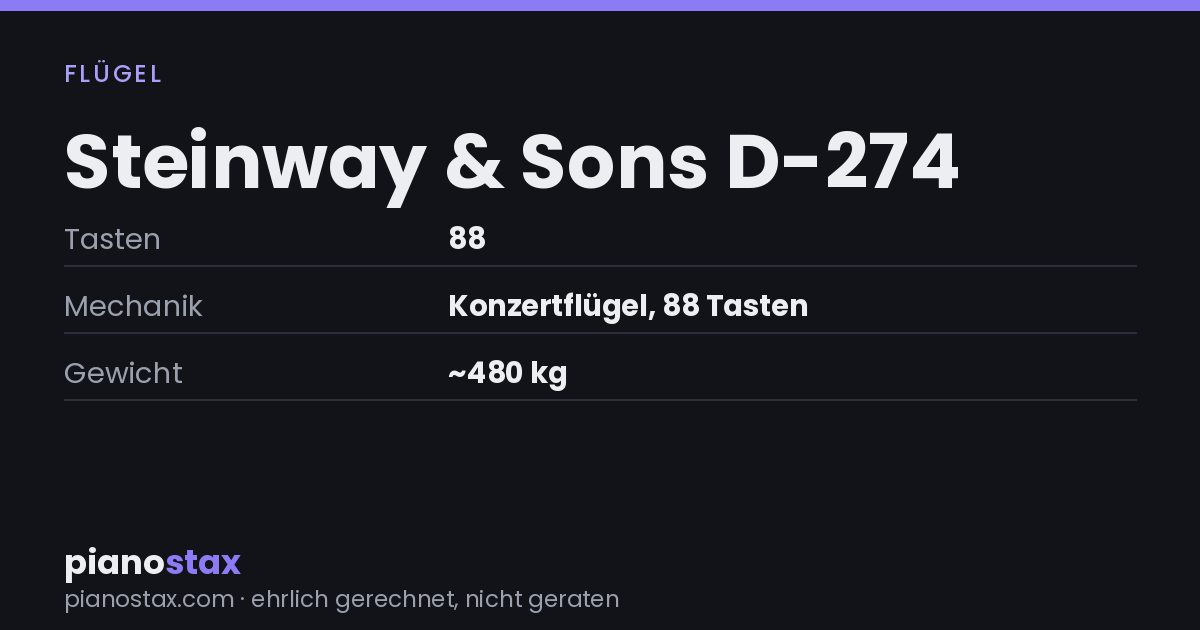 Steinway & Sons D-274 – technische Daten im Überblick
