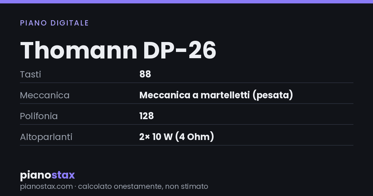 Thomann DP-26 – dati tecnici in sintesi