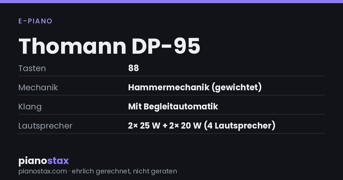 Thomann DP-95 – technische Daten im Überblick