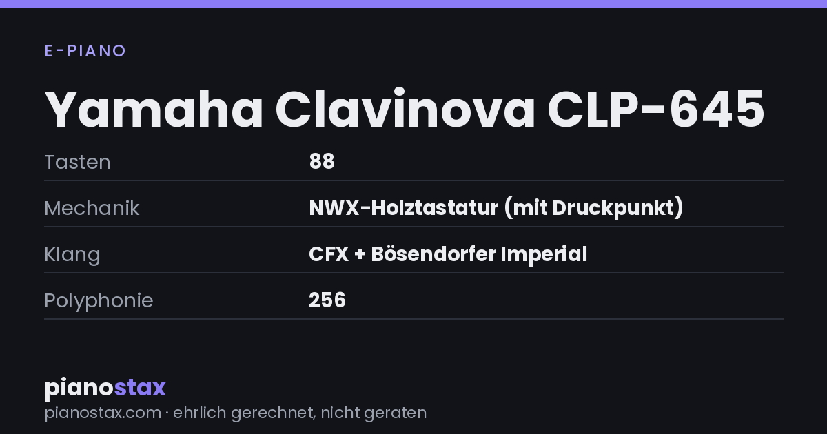 Yamaha Clavinova CLP-645 – technische Daten im Überblick
