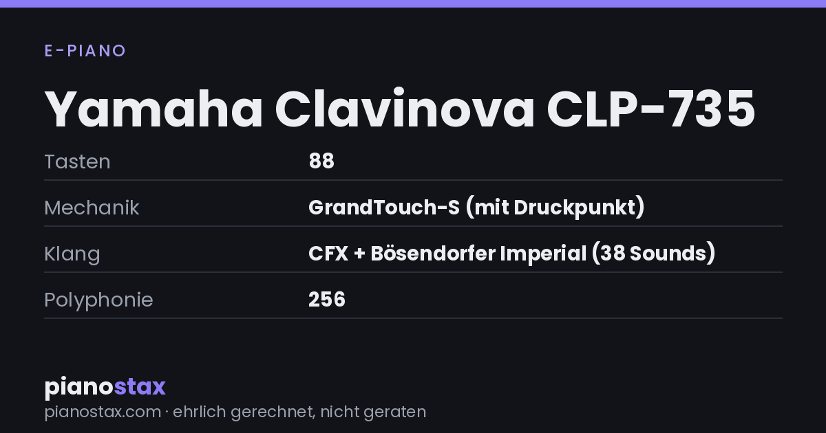 Yamaha Clavinova CLP-735 – technische Daten im Überblick