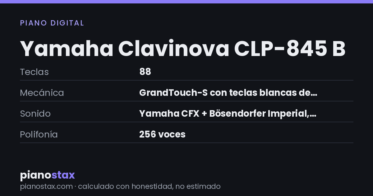 Yamaha Clavinova CLP-845 B – datos técnicos de un vistazo