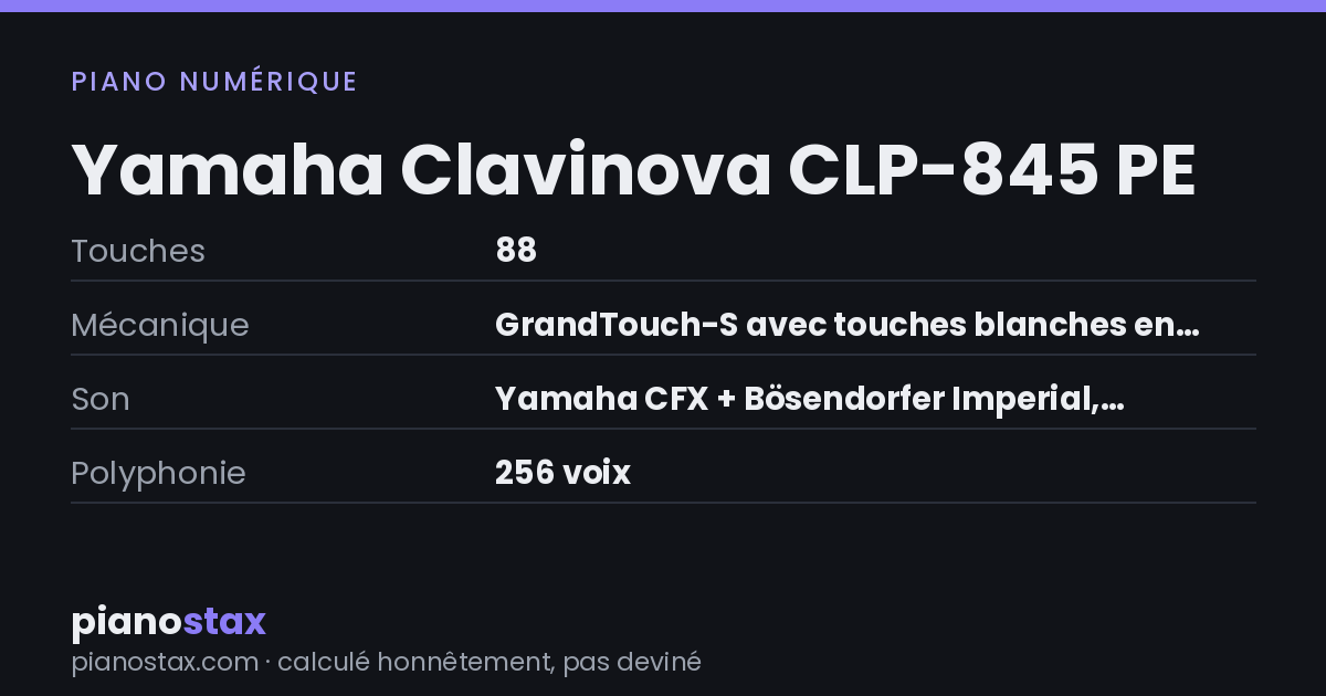 Yamaha Clavinova CLP-845 PE – caractéristiques en un coup d’œil