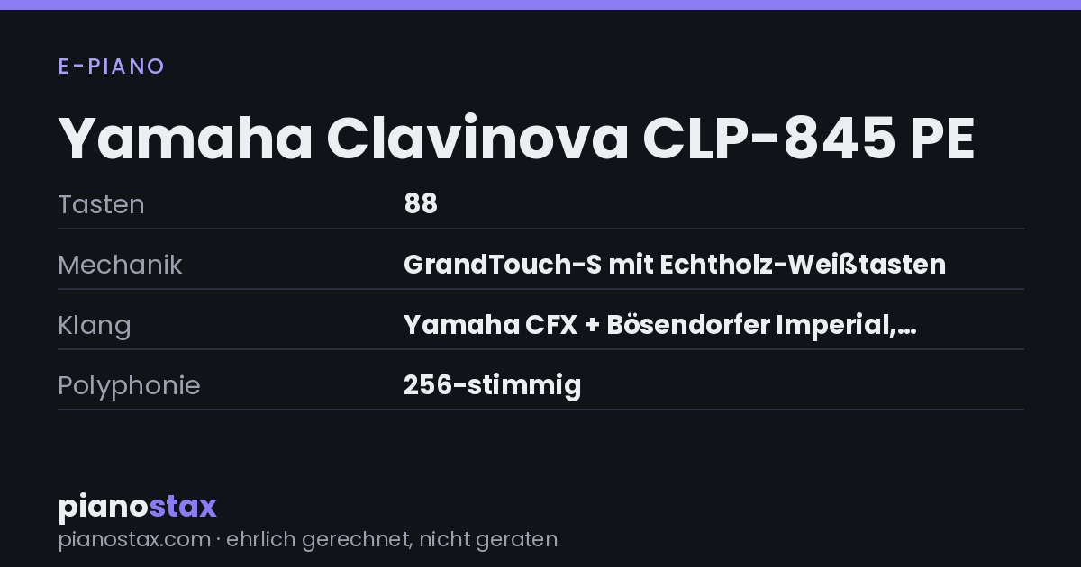 Yamaha Clavinova CLP-845 PE – technische Daten im Überblick