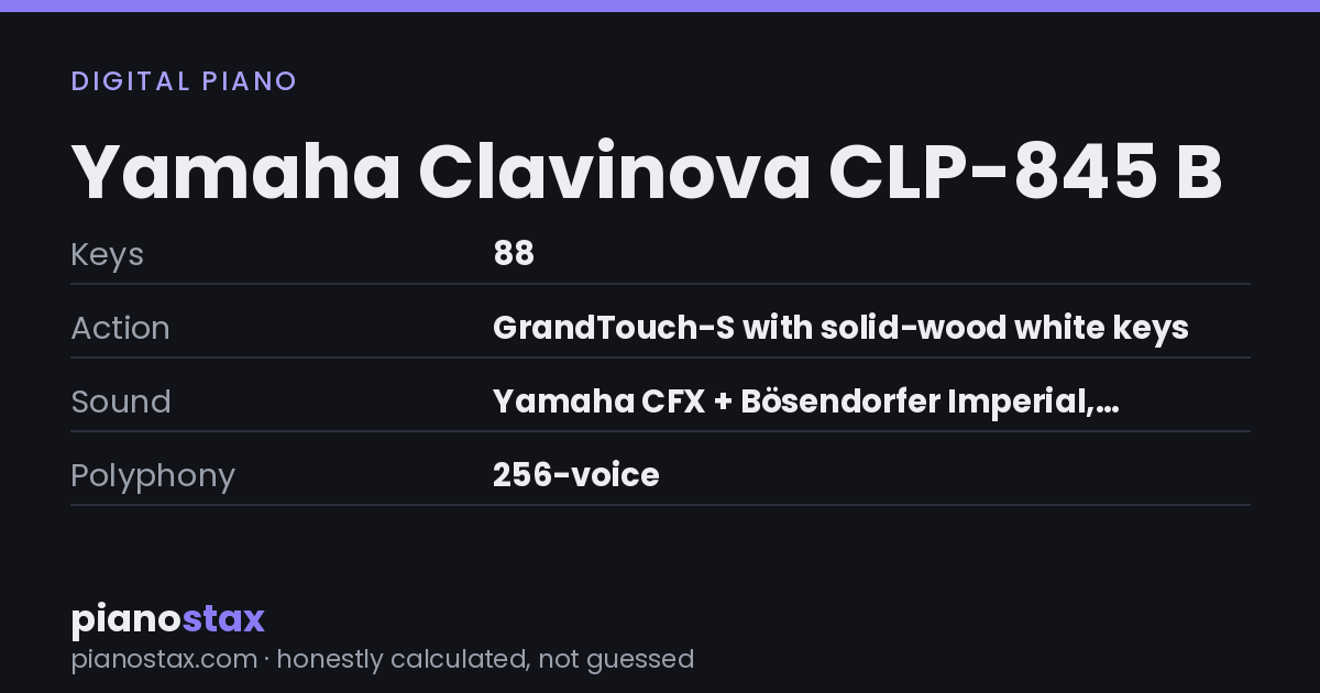 Yamaha Clavinova CLP-845 B – key specs at a glance