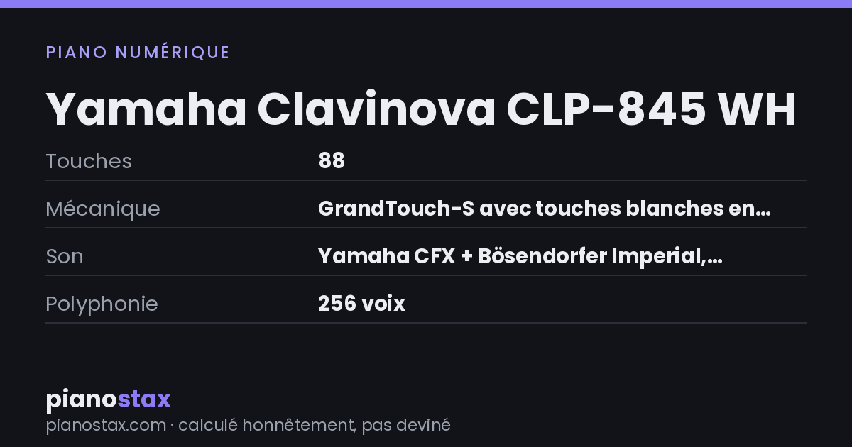 Yamaha Clavinova CLP-845 WH – caractéristiques en un coup d’œil