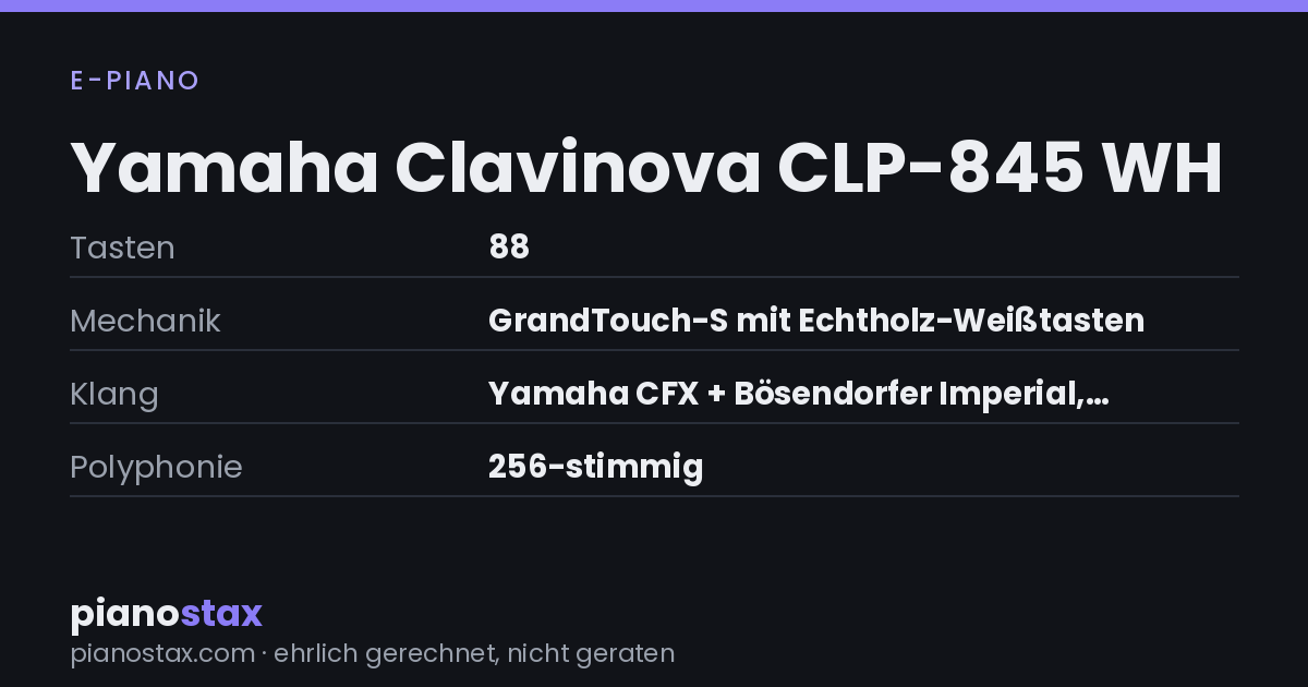 Yamaha Clavinova CLP-845 WH – technische Daten im Überblick