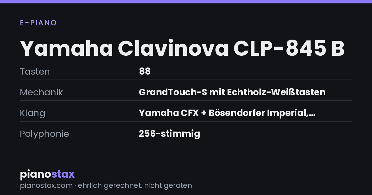 Yamaha Clavinova CLP-845 B – technische Daten im Überblick