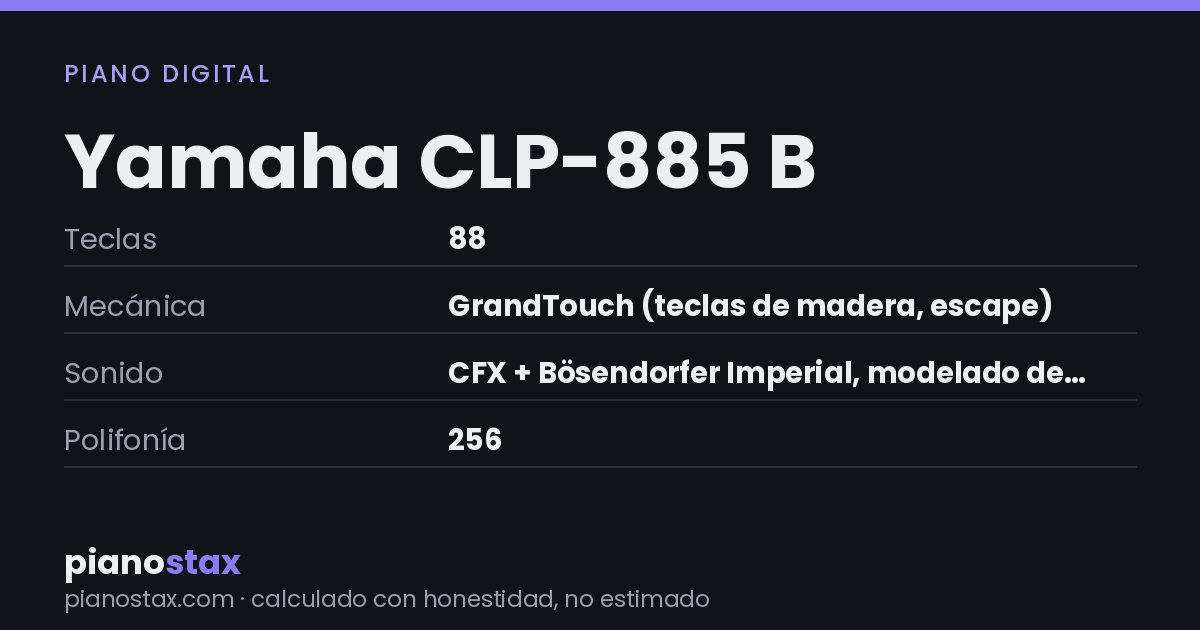 Yamaha CLP-885 B – datos técnicos de un vistazo