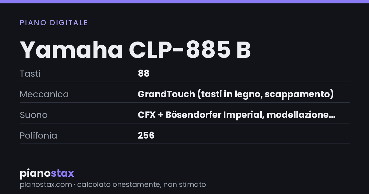Yamaha CLP-885 B – dati tecnici in sintesi
