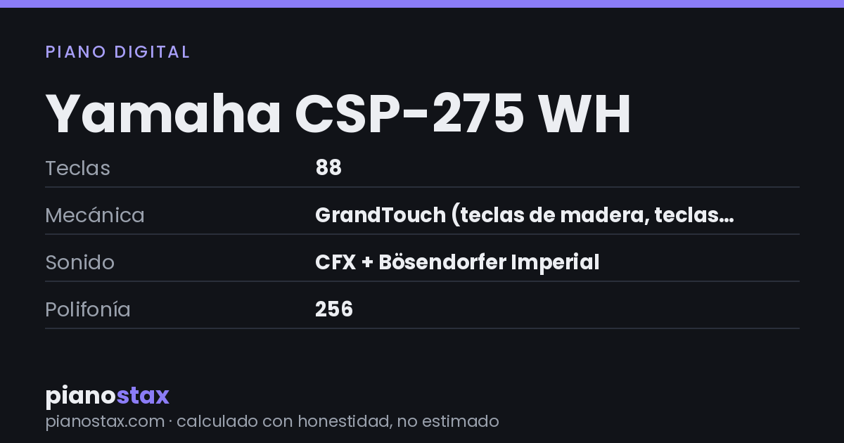 Yamaha CSP-275 WH – datos técnicos de un vistazo
