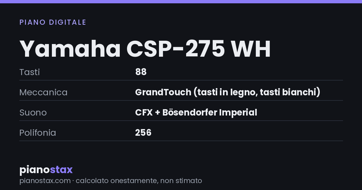 Yamaha CSP-275 WH – dati tecnici in sintesi