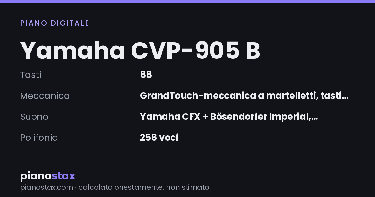 Yamaha CVP-905 B – dati tecnici in sintesi
