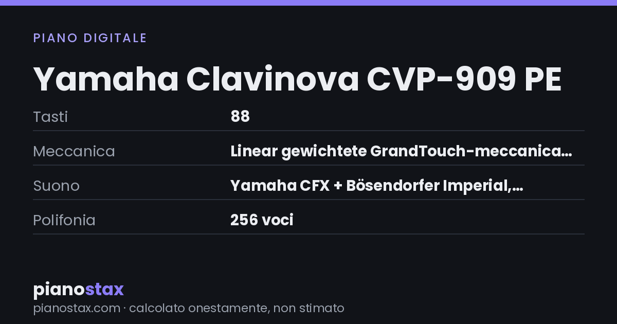 Yamaha Clavinova CVP-909 PE – dati tecnici in sintesi