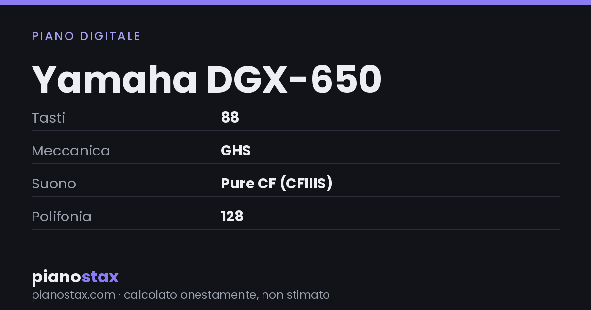 Yamaha DGX-650 – dati tecnici in sintesi
