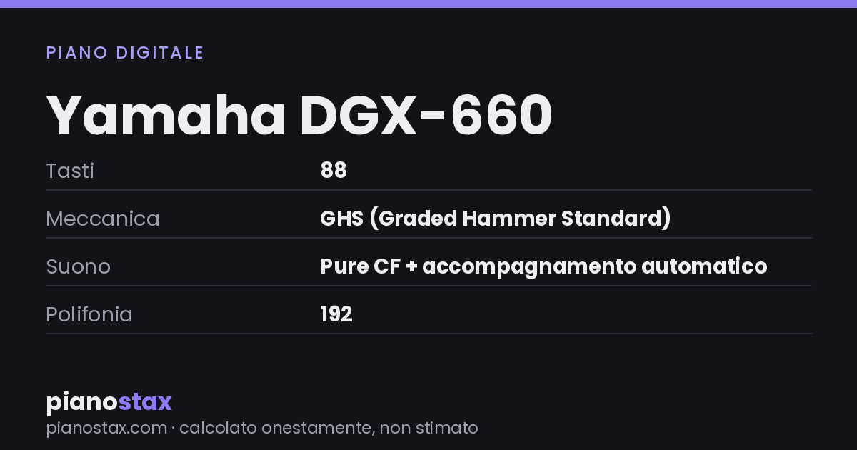 Yamaha DGX-660 – dati tecnici in sintesi