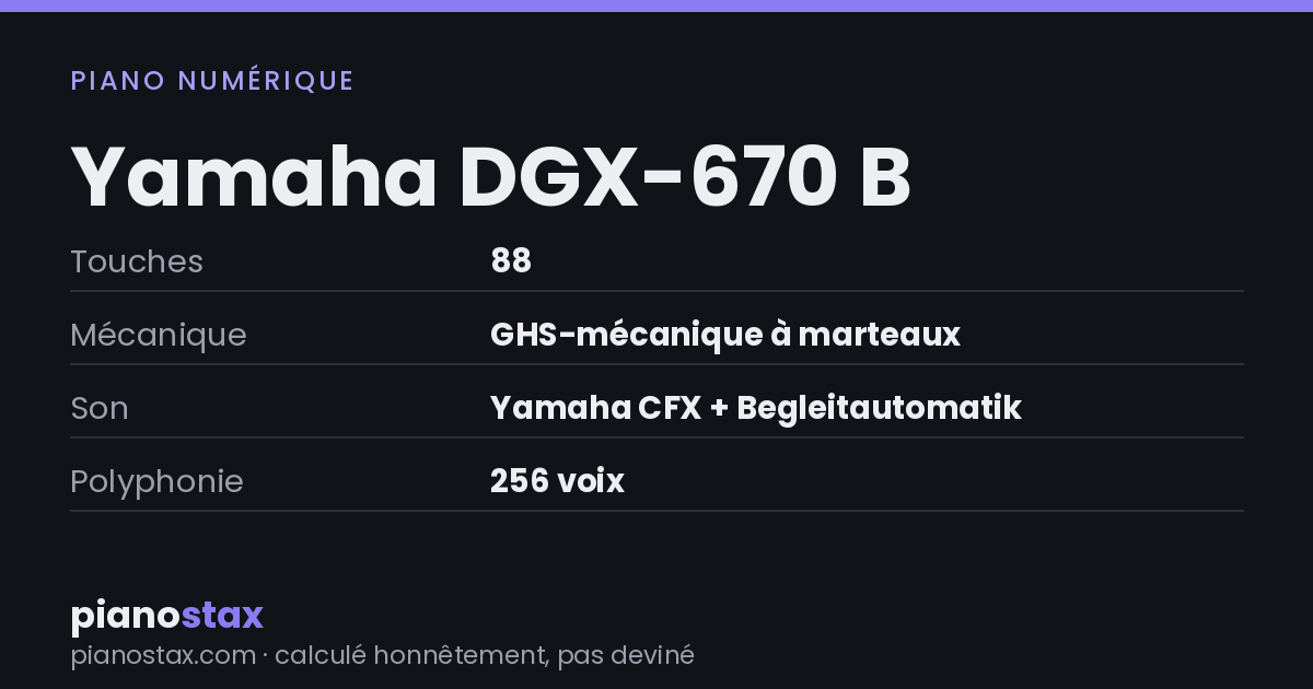 Yamaha DGX-670 B – caractéristiques en un coup d’œil