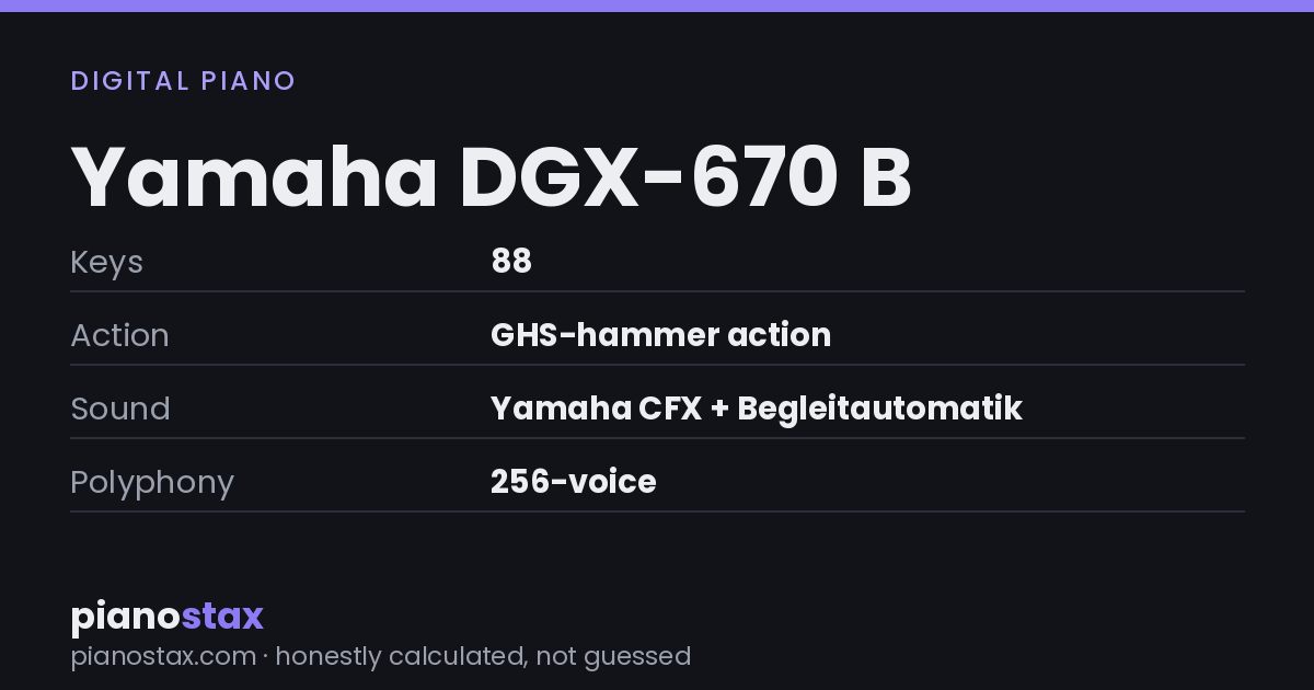 Yamaha DGX-670 B – key specs at a glance