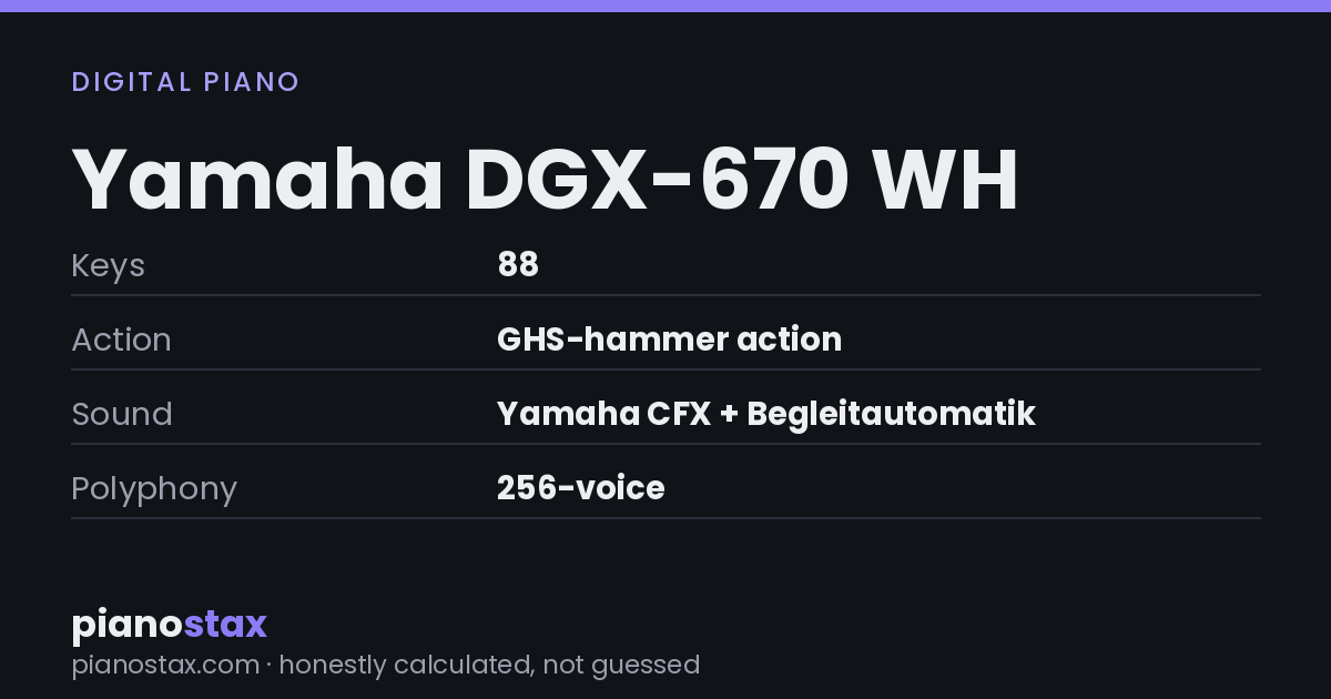 Yamaha DGX-670 WH – key specs at a glance
