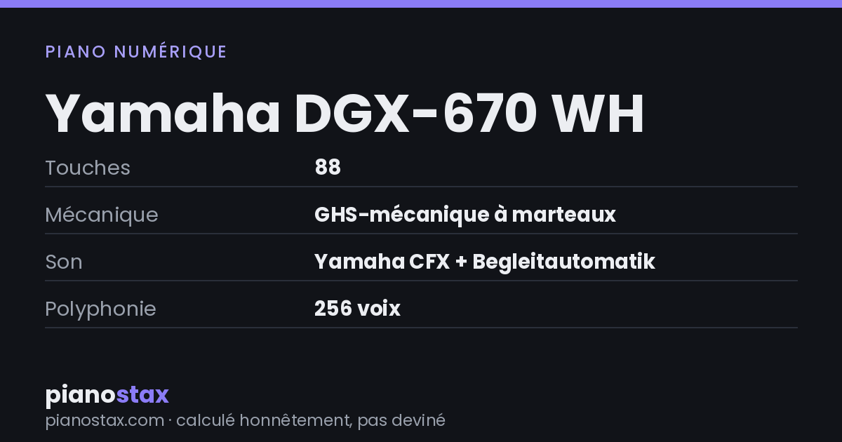 Yamaha DGX-670 WH – caractéristiques en un coup d’œil