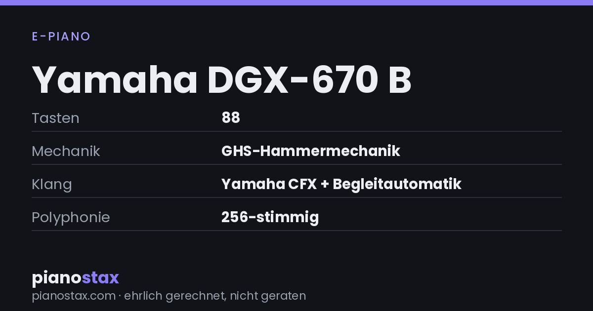 Yamaha DGX-670 B – technische Daten im Überblick