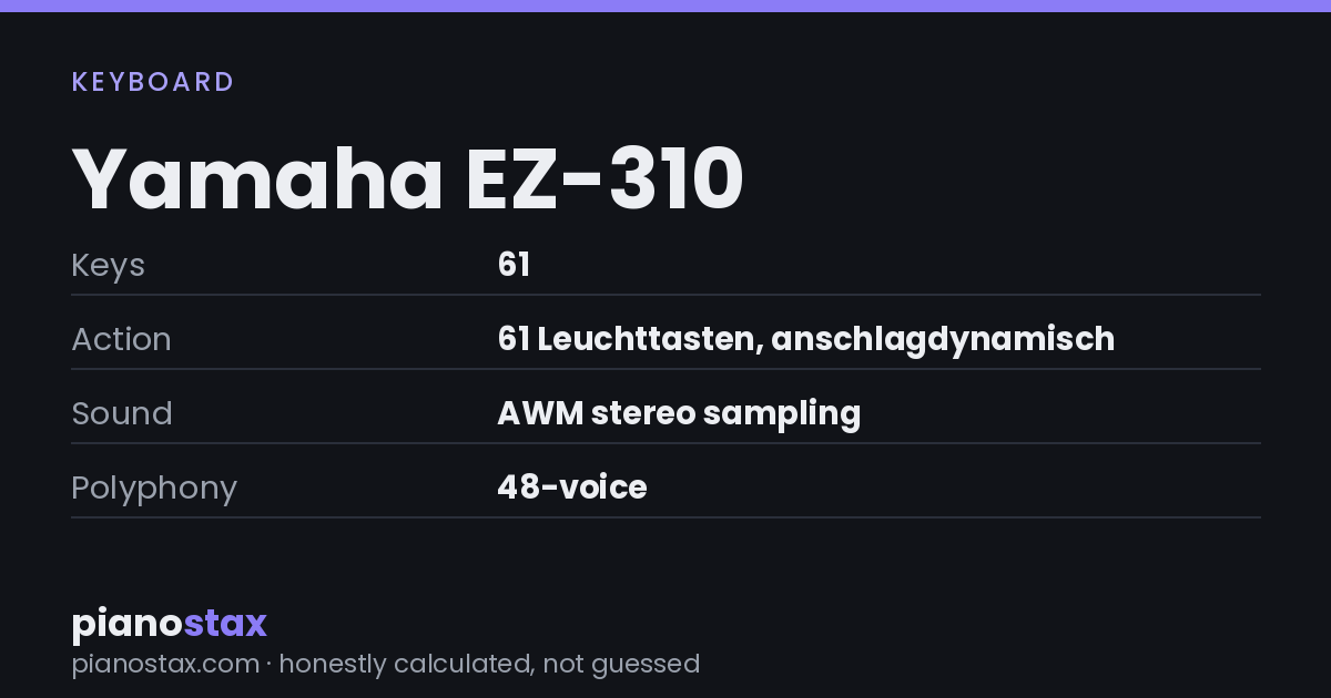 Yamaha EZ-310 – key specs at a glance
