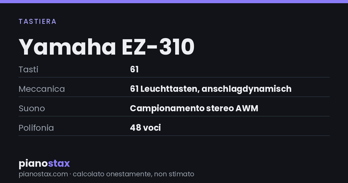 Yamaha EZ-310 – dati tecnici in sintesi