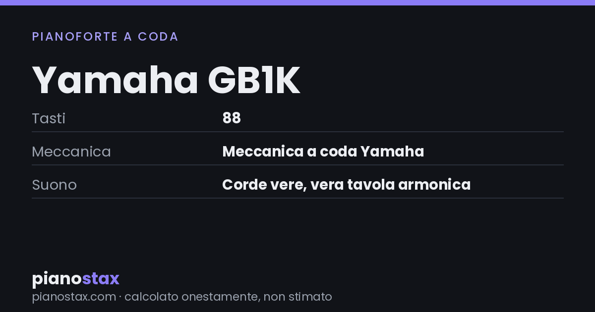 Yamaha GB1K – dati tecnici in sintesi