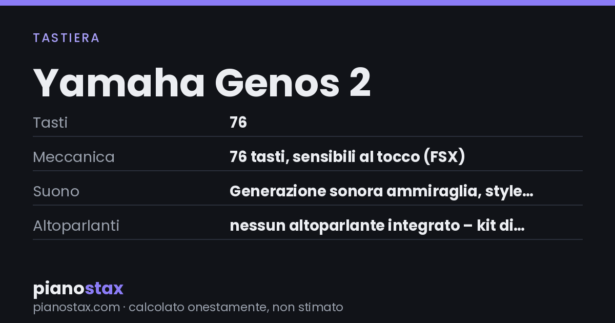 Yamaha Genos 2 – dati tecnici in sintesi