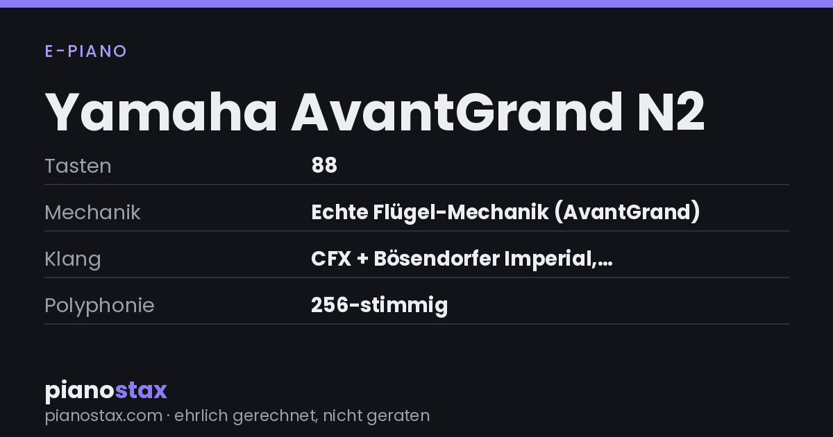 Yamaha AvantGrand N2 – technische Daten im Überblick