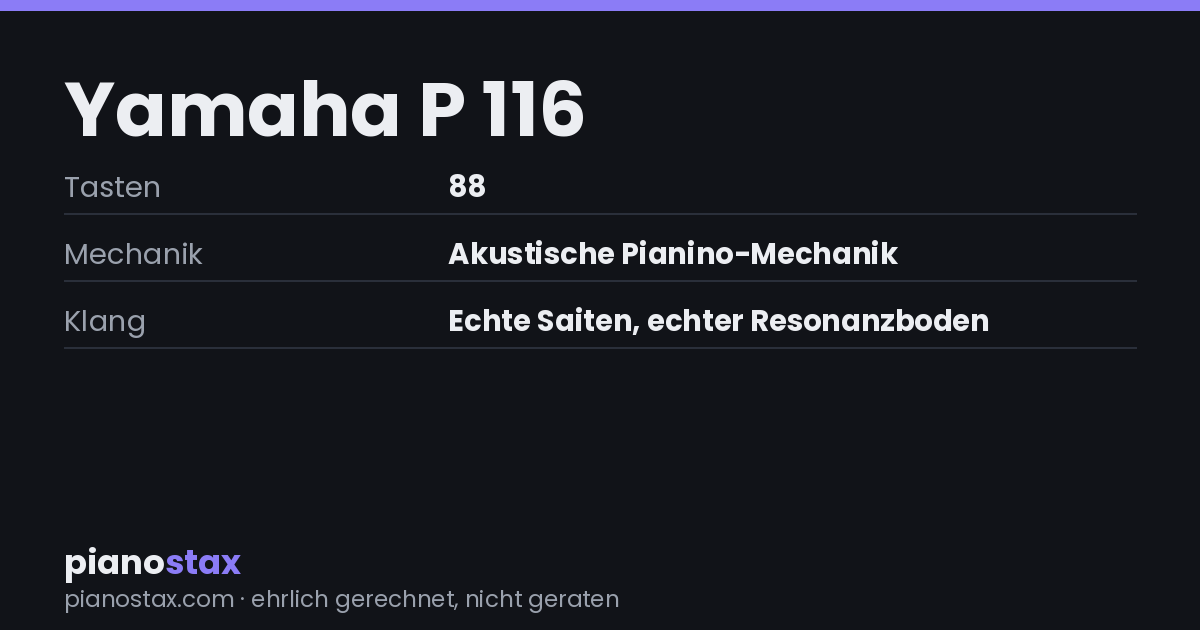 Yamaha P 116 – technische Daten im Überblick