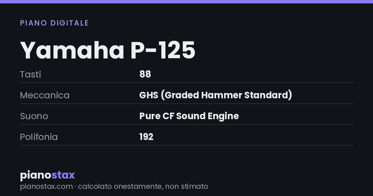 Yamaha P-125 – dati tecnici in sintesi