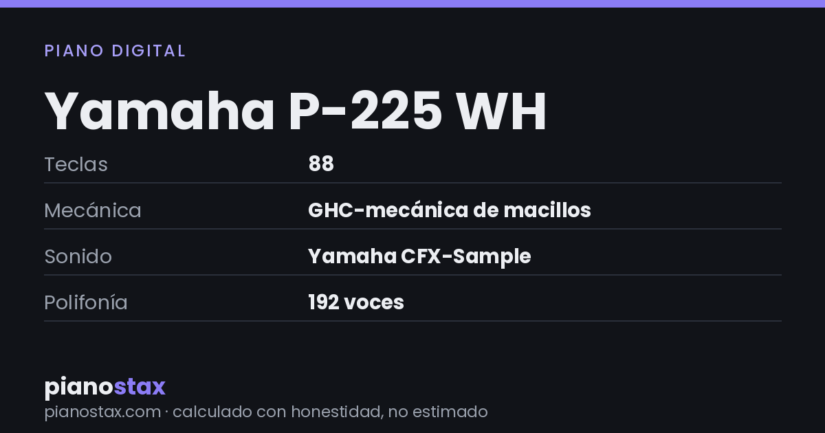 Yamaha P-225 WH – datos técnicos de un vistazo
