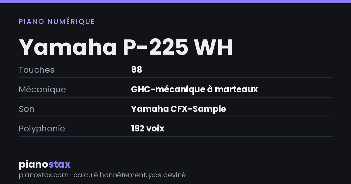 Yamaha P-225 WH – caractéristiques en un coup d’œil
