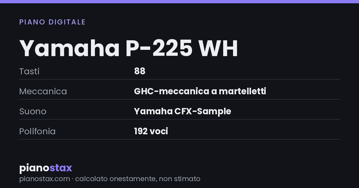 Yamaha P-225 WH – dati tecnici in sintesi