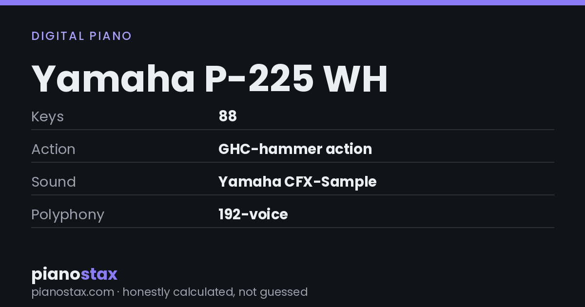 Yamaha P-225 WH – key specs at a glance