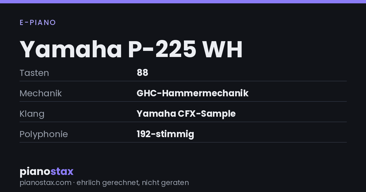 Yamaha P-225 WH – technische Daten im Überblick