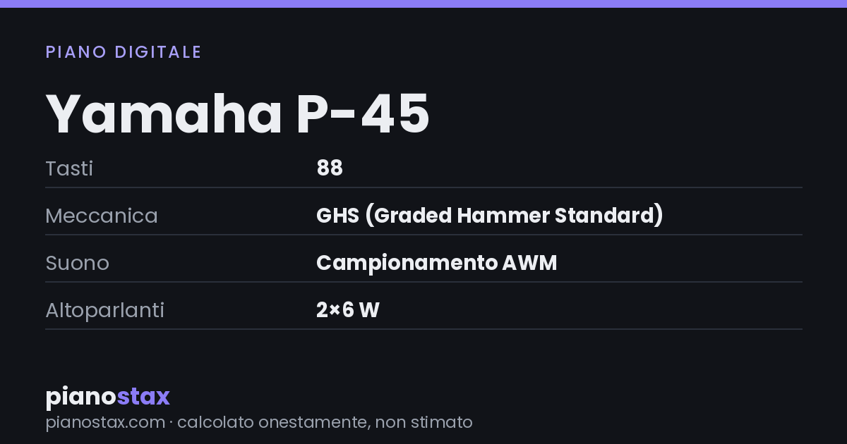 Yamaha P-45 – dati tecnici in sintesi