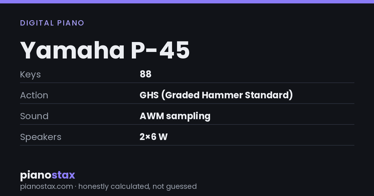 Yamaha P-45 – key specs at a glance