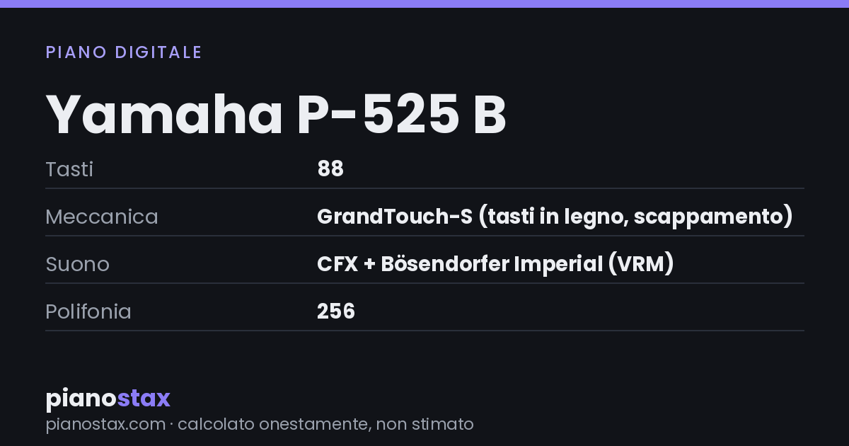 Yamaha P-525 B – dati tecnici in sintesi