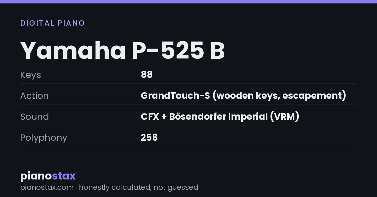 Yamaha P-525 B – key specs at a glance