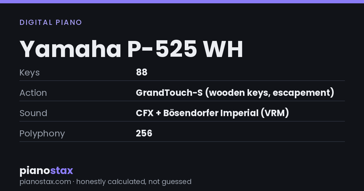 Yamaha P-525 WH – key specs at a glance