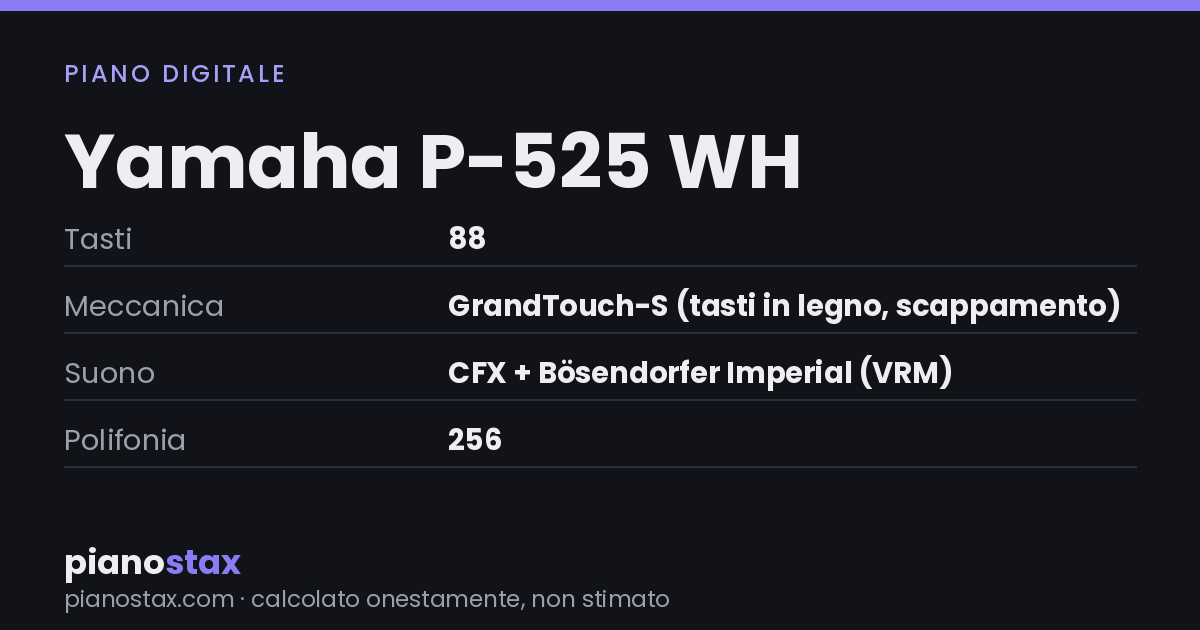 Yamaha P-525 WH – dati tecnici in sintesi
